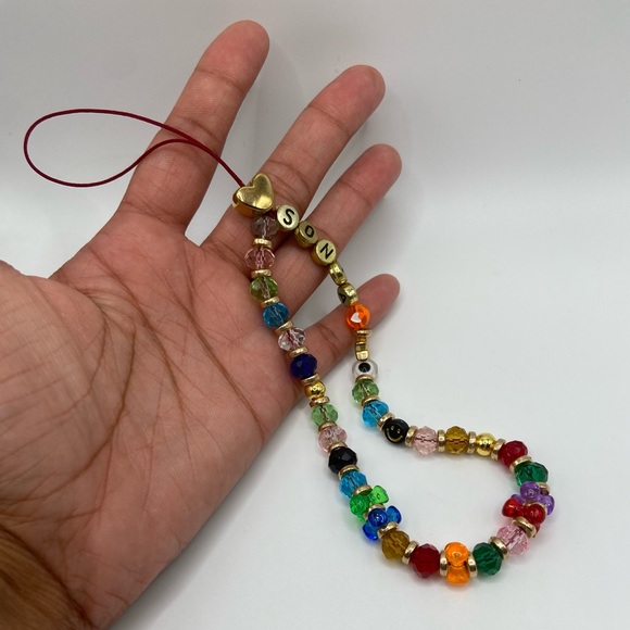 Y2K Inspired Trendy Name Personalized Beaded Phone Case Lanyard Wrist Strap - Picture 1 of 3